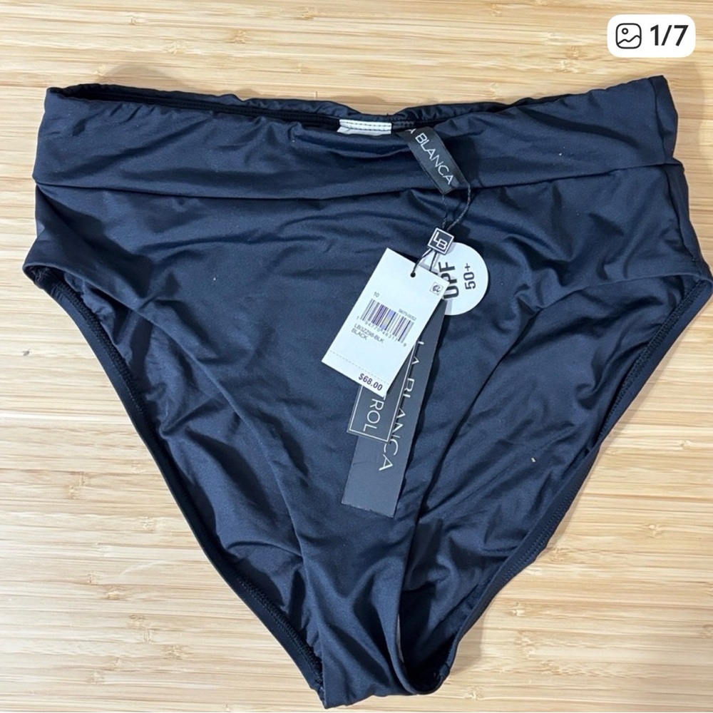 La Blanca SPF 50+ High Waist Bikini Bottoms, Size 10